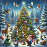 Pirrewitje en zijn vriendjes die de kerstboom versieren