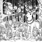 Kleurplaat met de dieren en de lichtjes