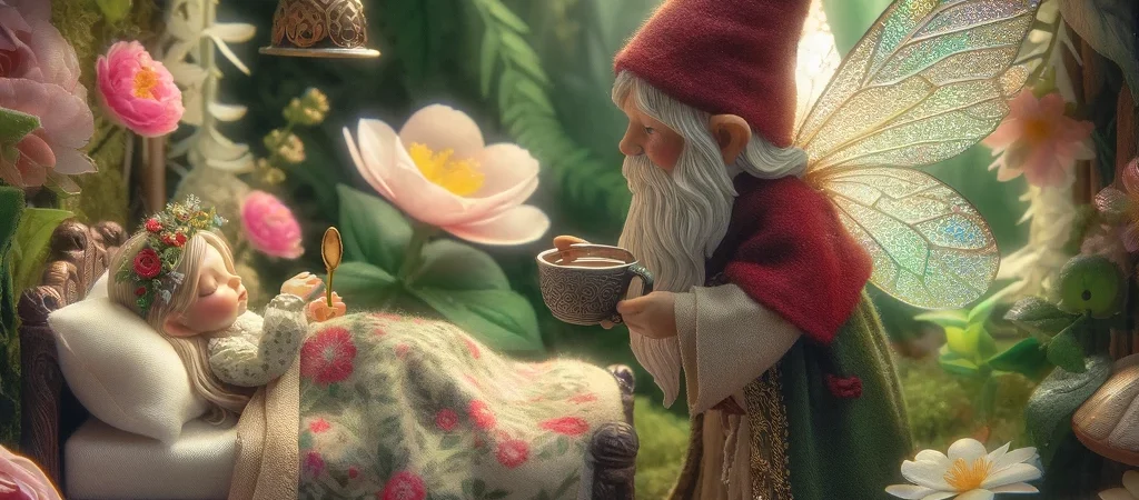 Een ziek elfje dat koorts heeft