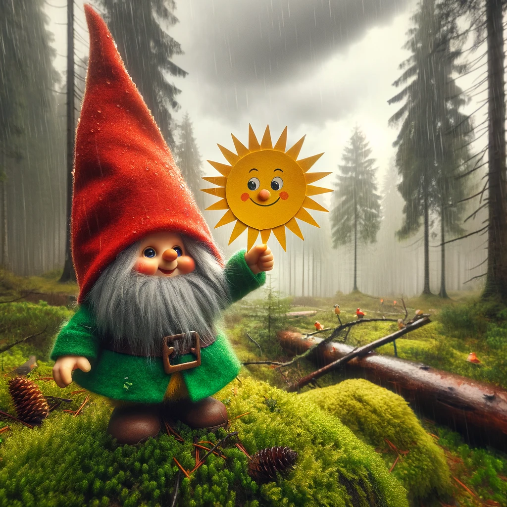 Over een grijze dag waar pirrewitje zich in zonnetje verkleed