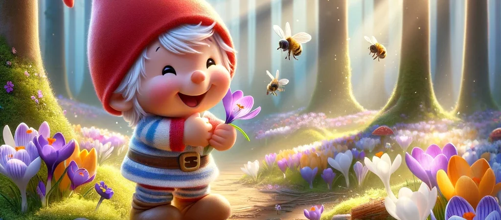 Pirrewitje en de krokusbloemetjes in het zonnetje