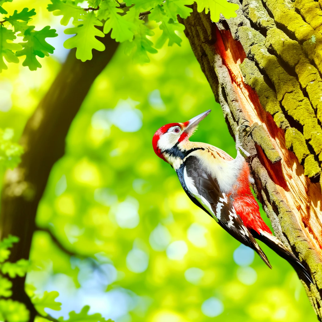 de specht in het bos