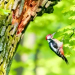 de specht in het bos