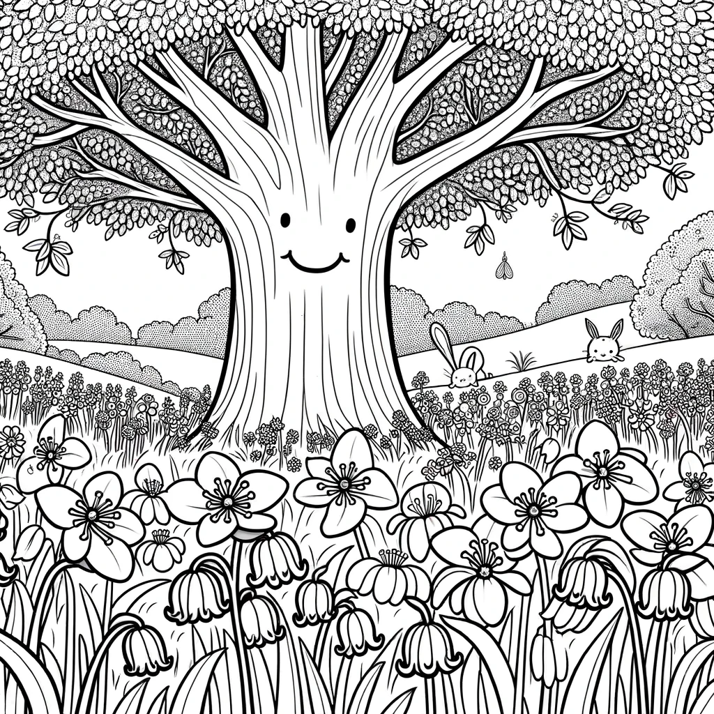 5 kleurplaatjes met lentebloemen