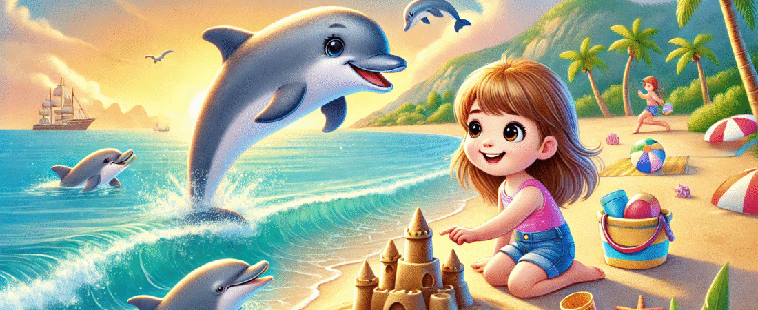 Het strand en de dolfijnen