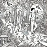 Kleurplaten met fietsen, boswandeling en vlinders