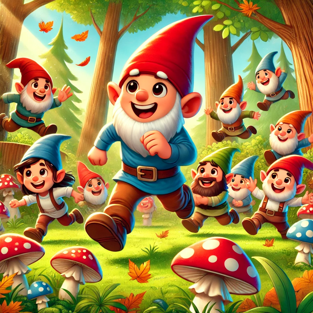 De kabouters spelen tikkertje