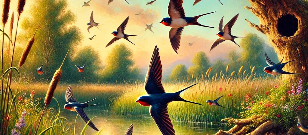 De zwaluwen en de vijver