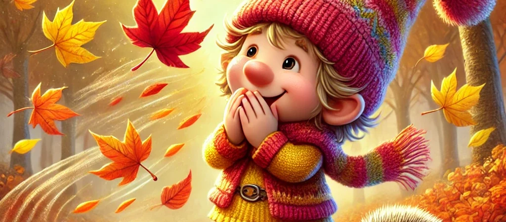 De wind en de vallende blaadjes 