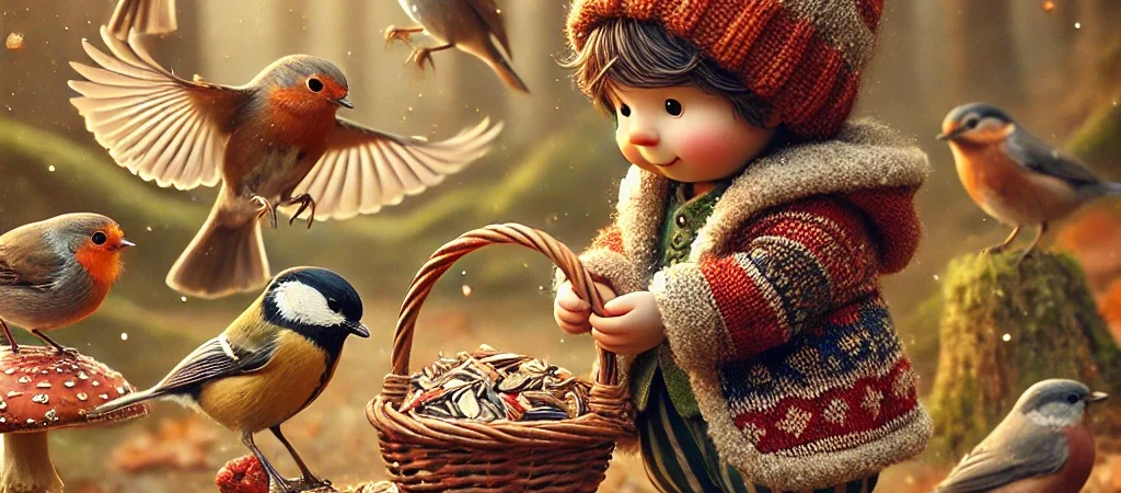 Pirrewit geeft eten aan de vogeltjes