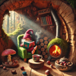 Pirrewitje leest een boekje in zijn knusse huisje