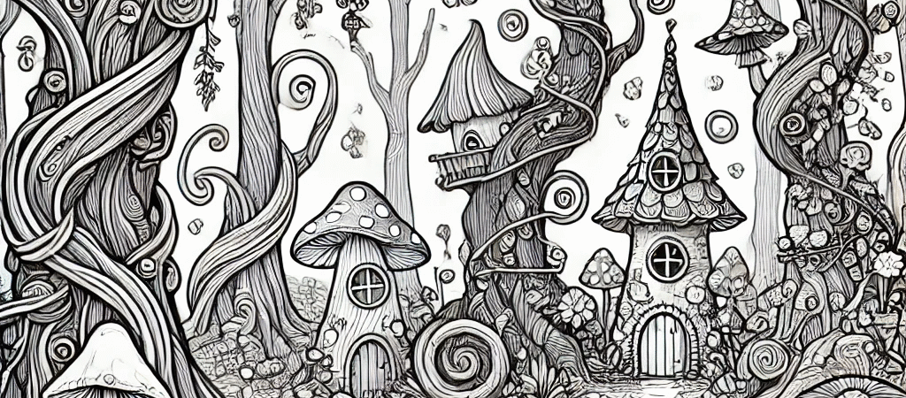Kleurplaatje van het sprookjesbos
